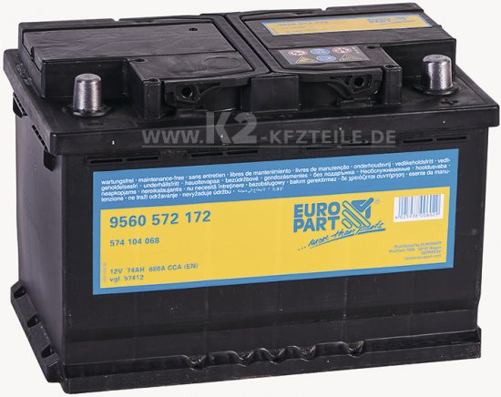 Bild 1 - Starterbatterie EUROPART 74Ah HD 574 104 068.EP 680A CCA(EN)