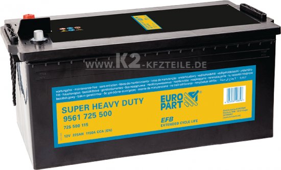 Bild 1 - Starter and supply battery EUROPART 12V 225Ah EFB 725 500 115 EP SHD 1150A CCA(EN)